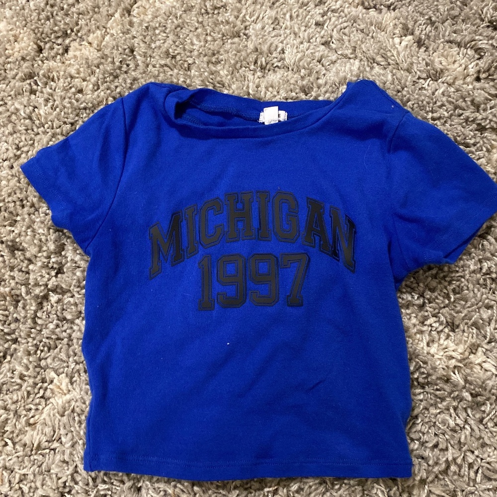 Michigan blue shirt